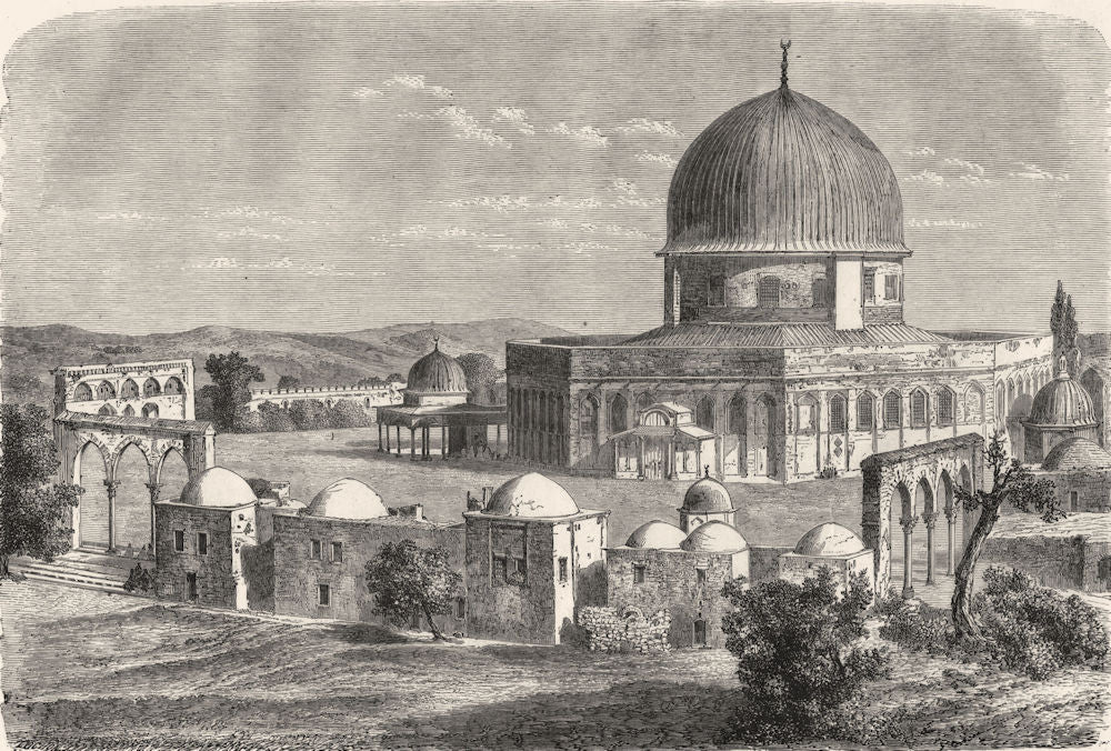 ISRAEL. Jerusalem. Mosque of Omar-Temple at 1870 old antique print picture